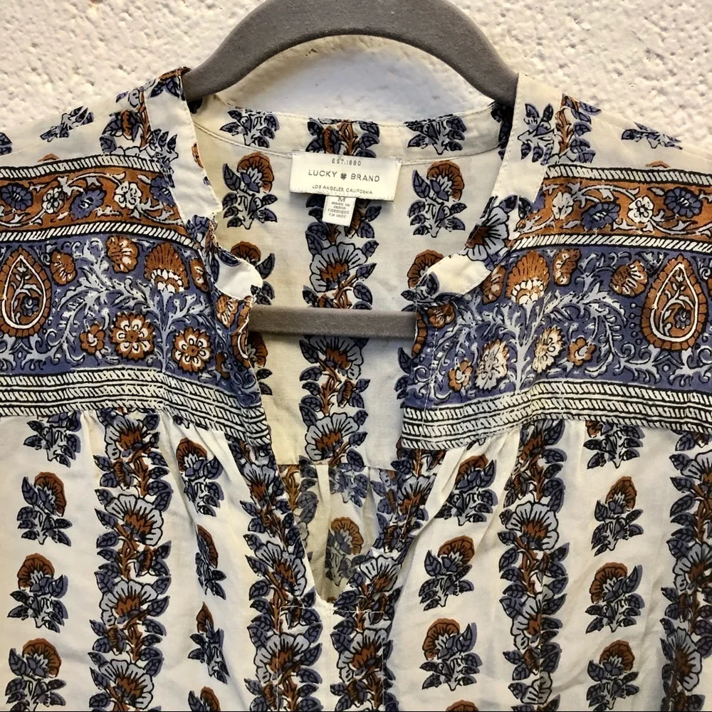 Lucky Brand Rami Peasant Boho Blouse - Picture 4 of 16